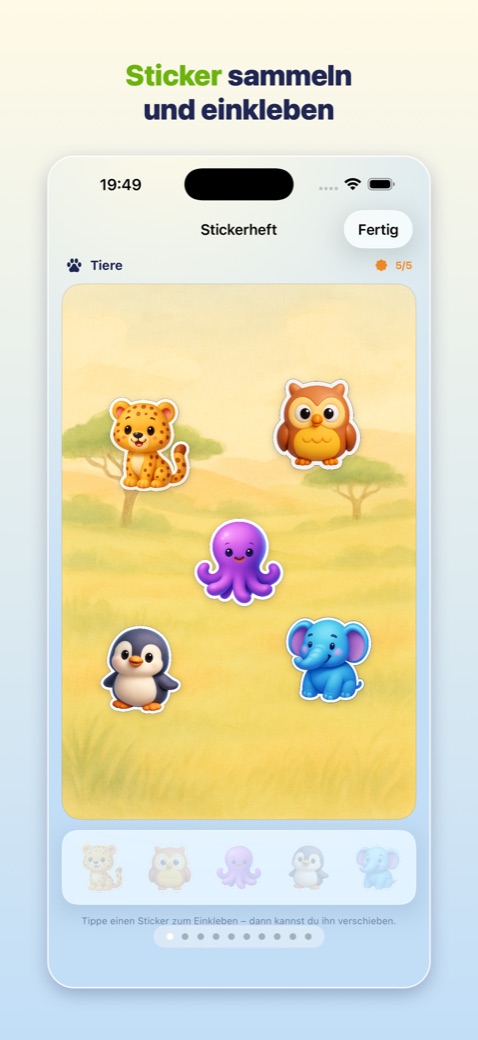 Stickerheft mit eingeklebten Stickern