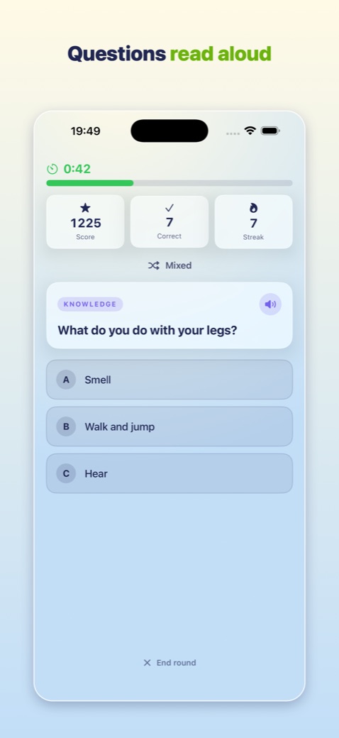 A round in progress with question and answers