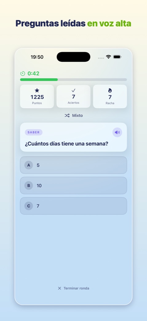 Ronda en curso con pregunta y respuestas